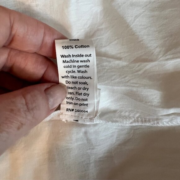 ADDISON BAY ISLE DRESS 100% Poplin Cotton White Blue Pipping Drop Waist Midi L - Picture 10 of 10